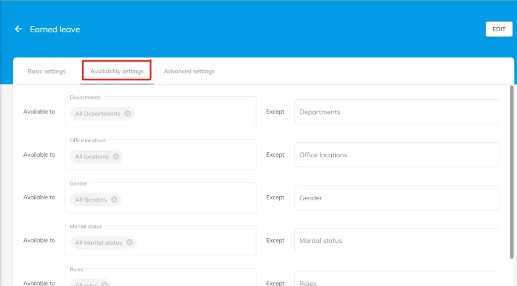 availability settings