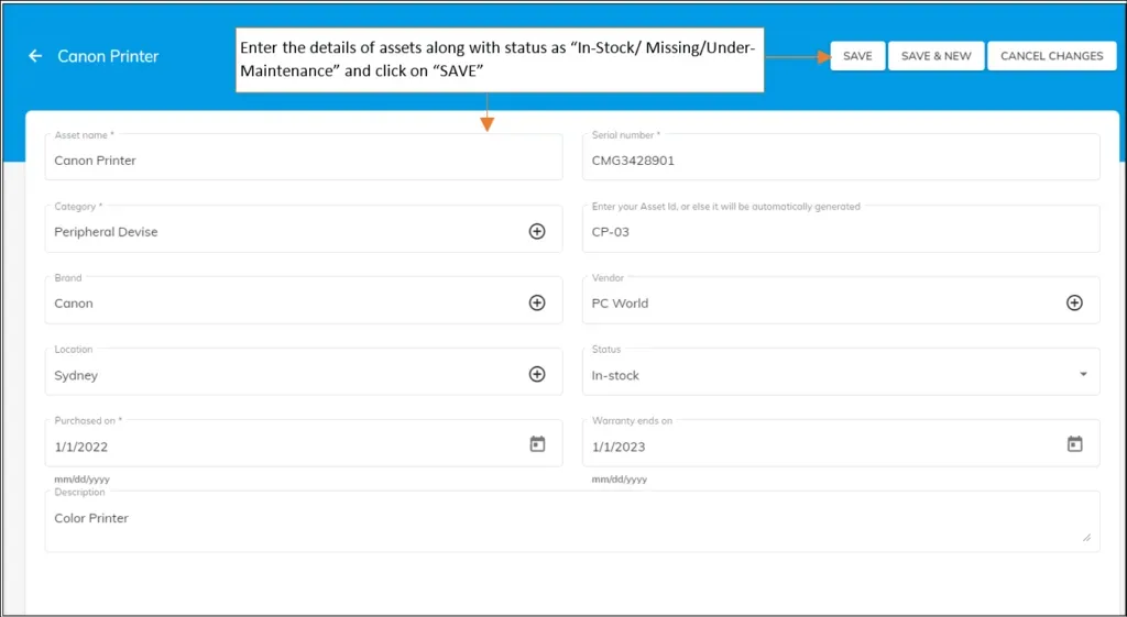 officeportal add new asset details 3