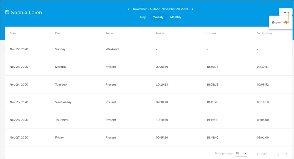 officeportal attendance tracker my team attendance employee checkin checkout report