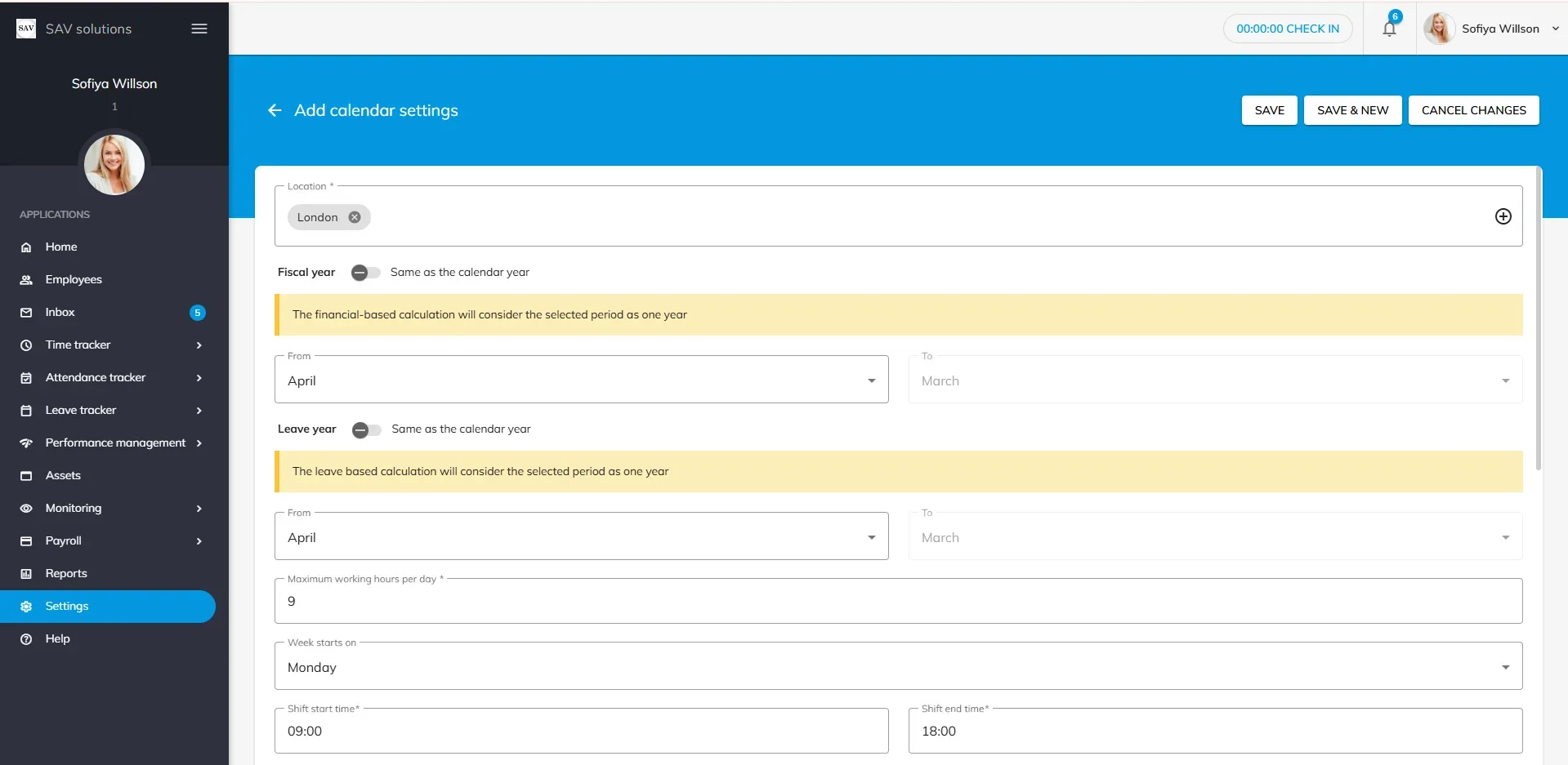 officeportal calendar settings image 1