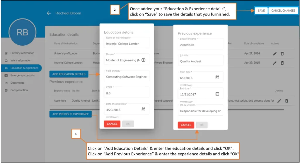 officeportal employees education and experience
