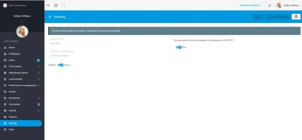 officeportal help Gratuity