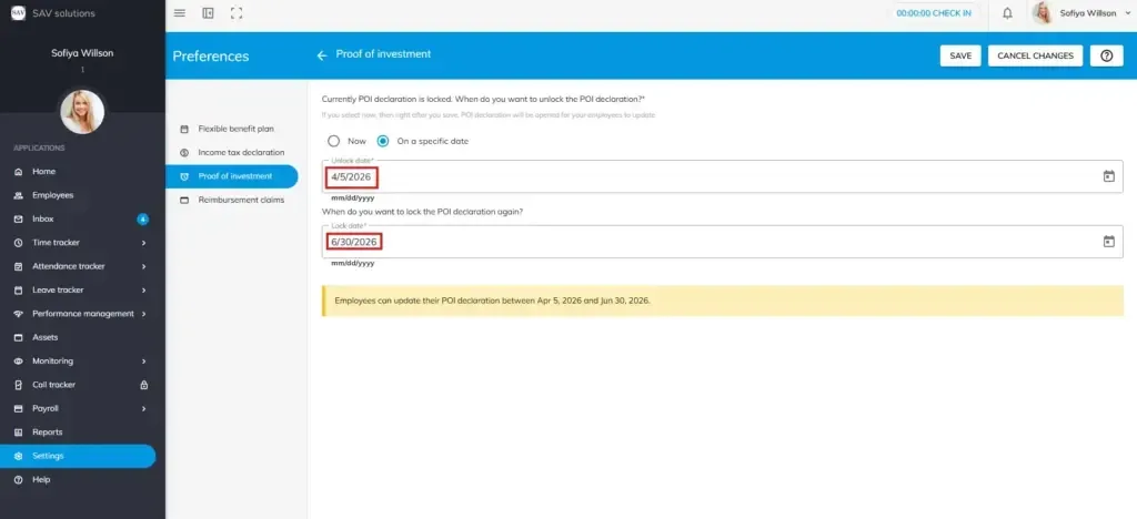 officeportal help Proof of investment