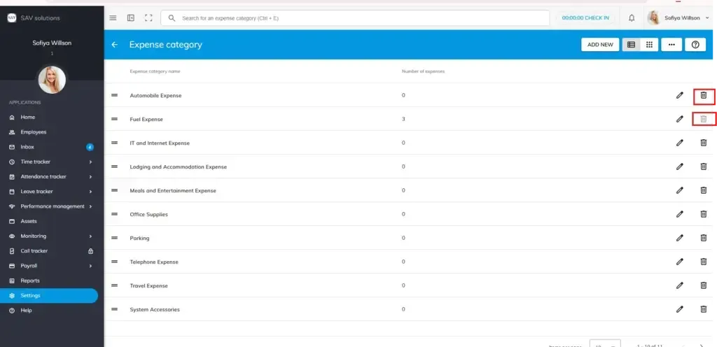 officeportal help expense category 3