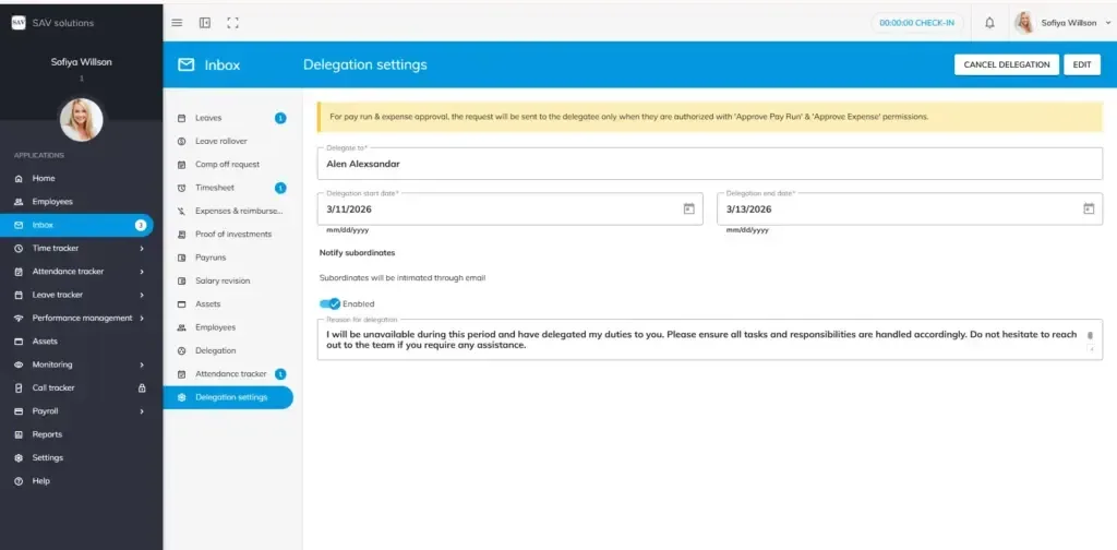 officeportal inbox delegation settings