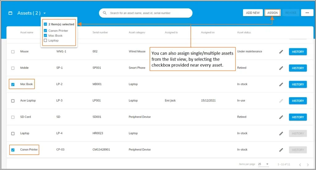 officeportal multiple asset selection 1