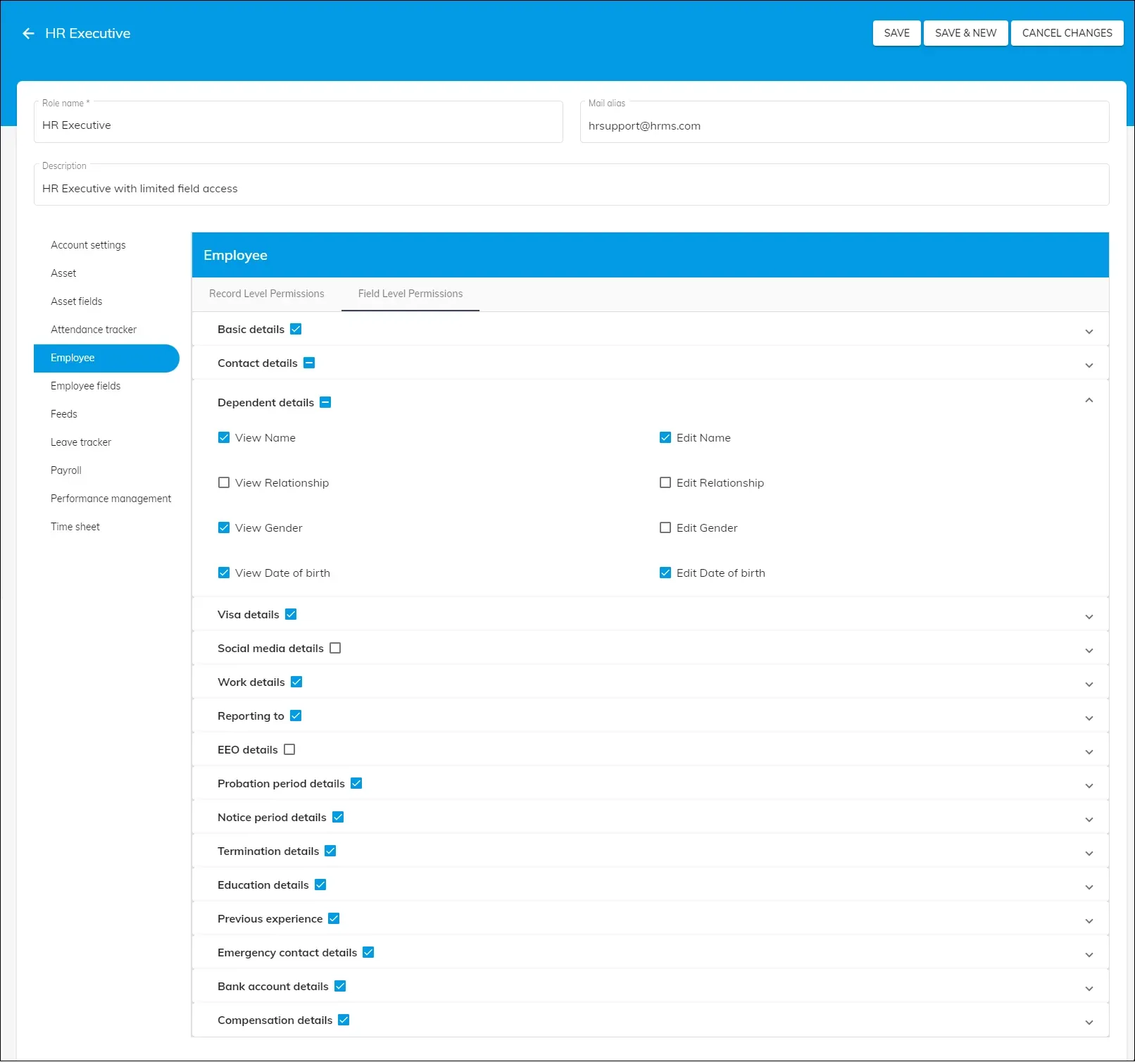 officeportal roles field level permissions