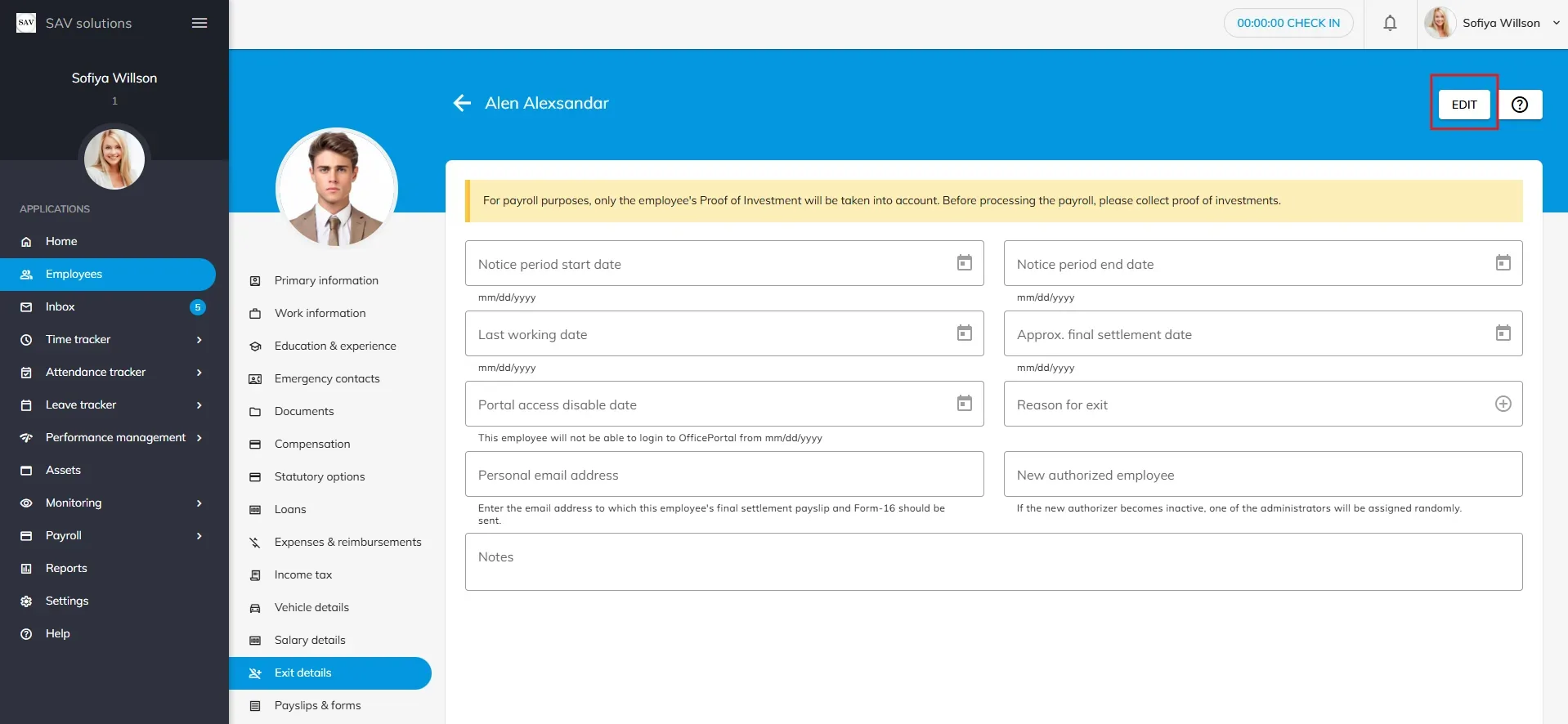 officeportl eixt details