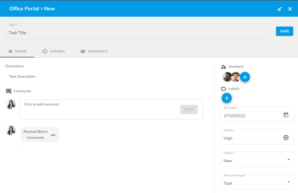 Add new task to Kanban task board