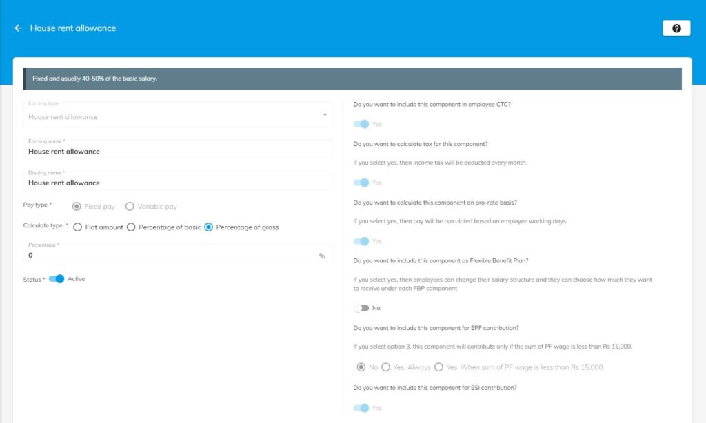 House rental allowance