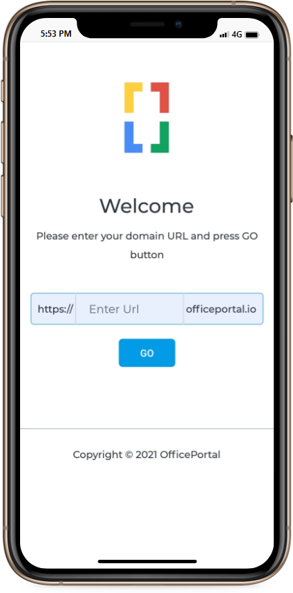 OfficePortal Mobile App Launch Screen Empty