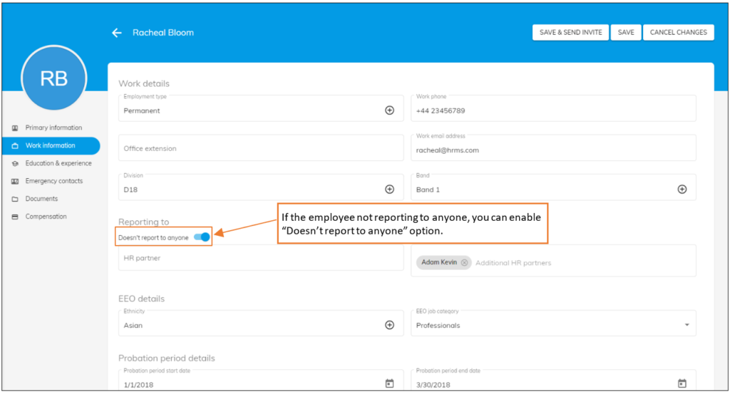 Employee Reporting Details