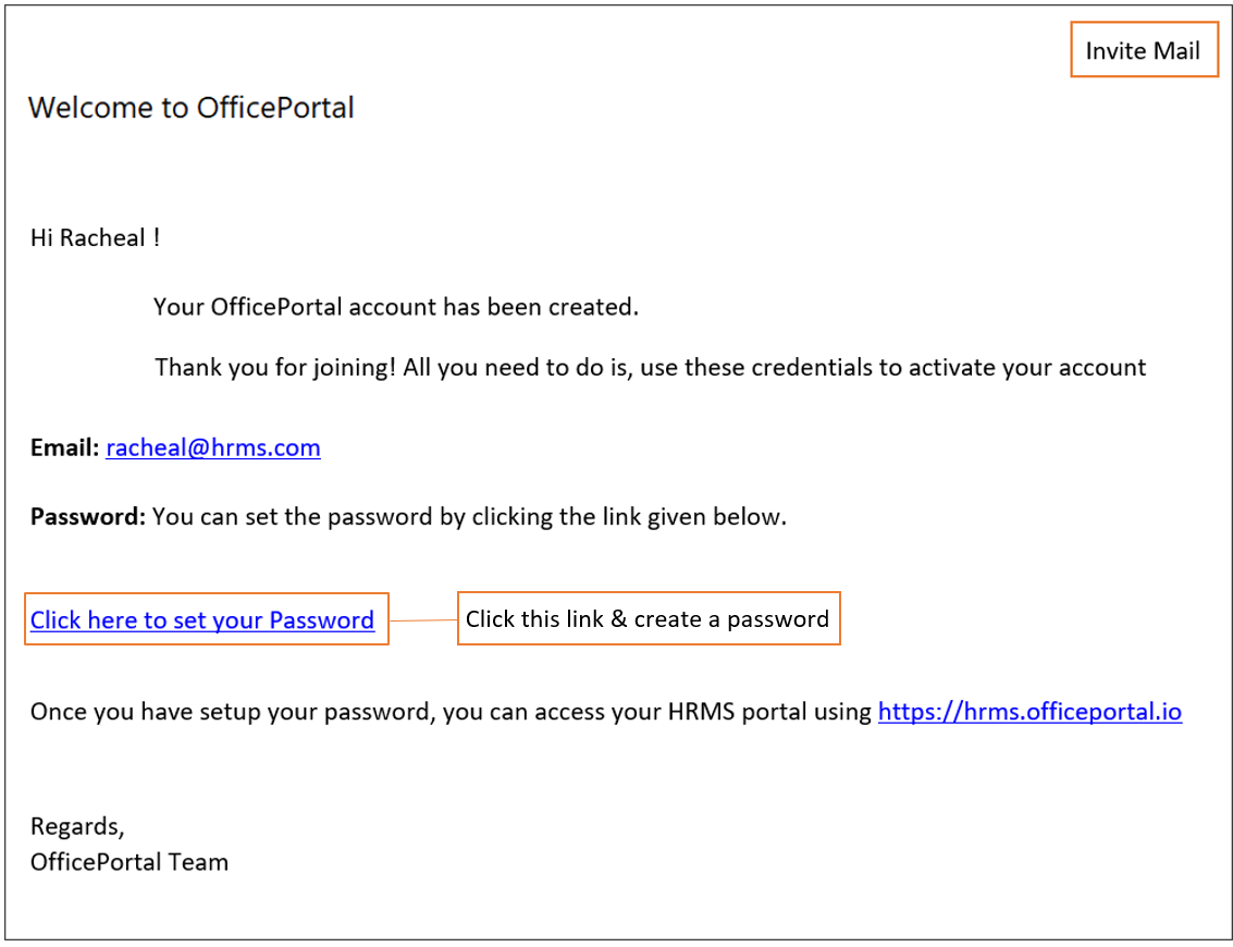 Officeportal Invite Mail Create Password
