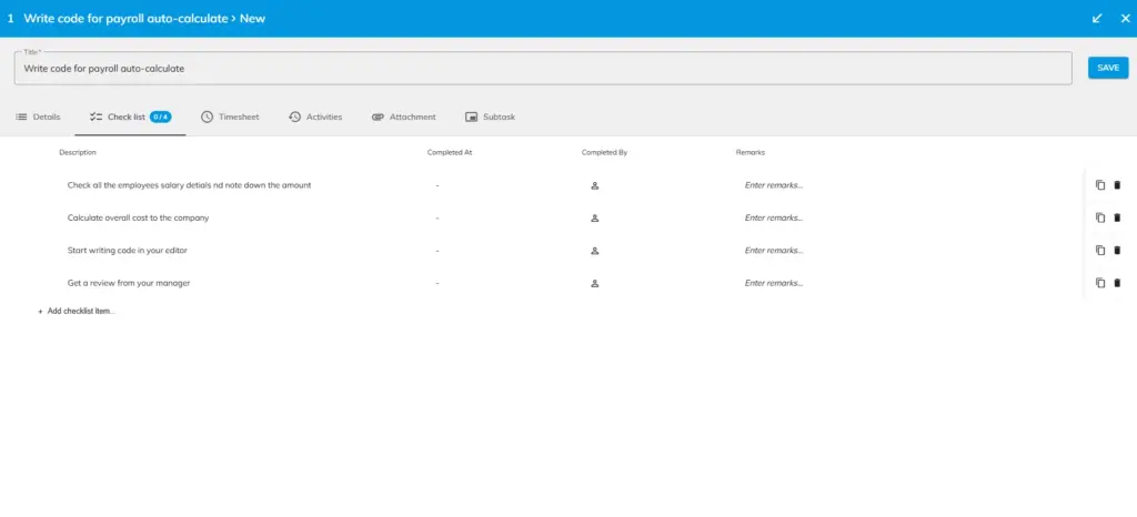 officeportal projects checklist 1