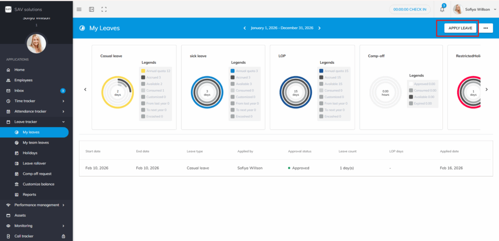 officeportal apply leave 2