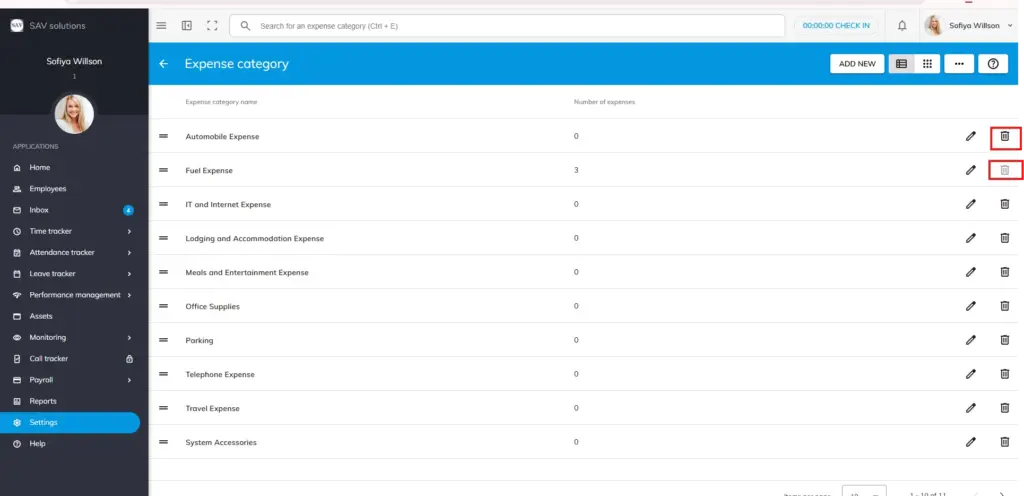 officeportal help expense category 3
