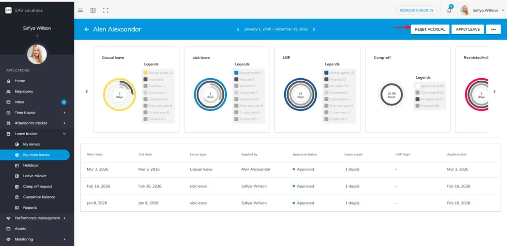 officeportal help my tem leave reset accural 2
